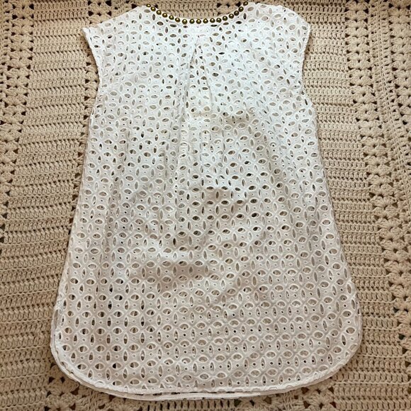 Lilly Pulitzer x Target White Eyelet Brass Studded Tunic Swim Coverup Sz Small - Picture 6 of 9